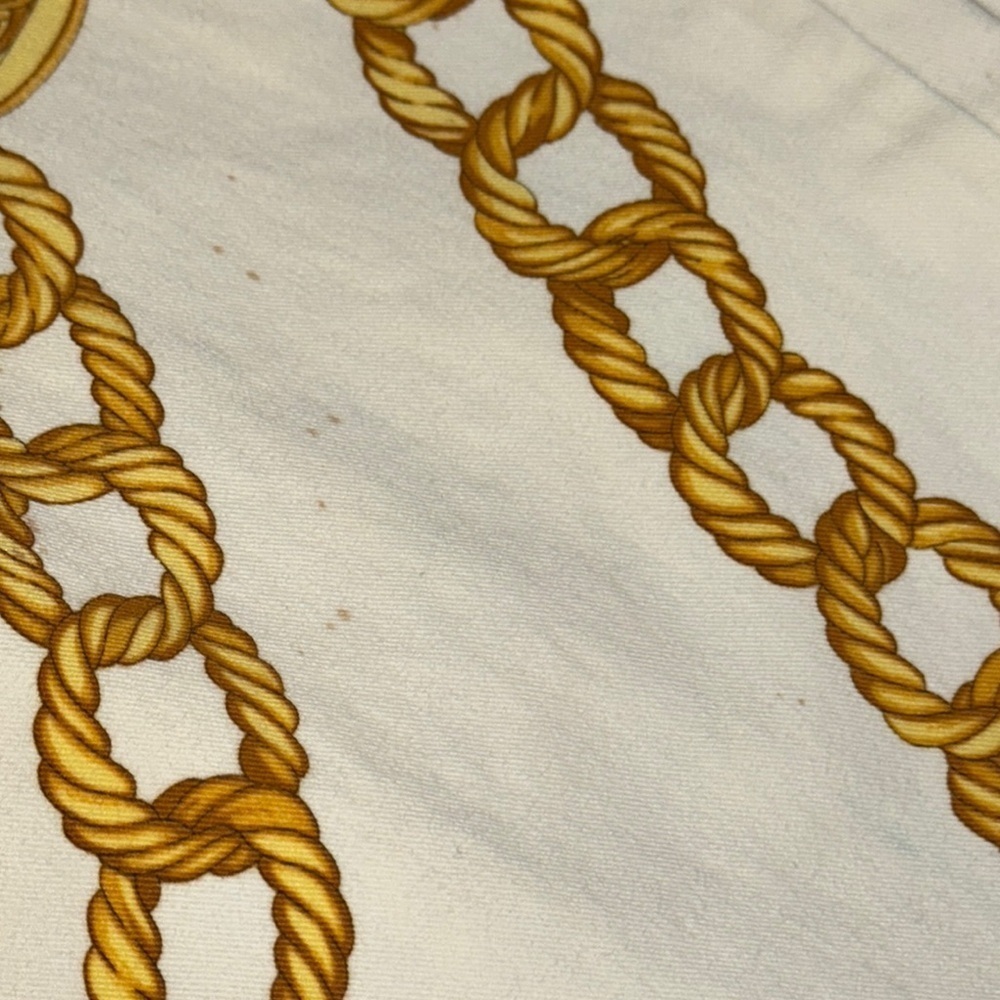 CELINE White and Gold Chain Print Women's CAPRI Jeans - Picture 5 of 16